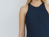 Сатиновое платье с американской проймой, Синий