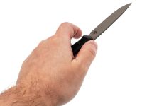 Туристический нож Маус, сталь AUS-10Co, рукоять черный G10, прямые спуски