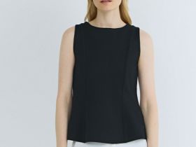 Майка с баской и рельефами, Черный