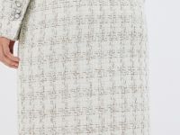 Твидовая юбка миди на пуговицах, Белый
