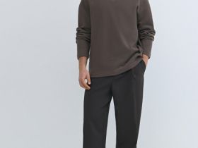 Свитшот с вырезом хенли, Коричневый