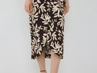 Юбка миди изо льна, Коричневый