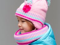 Комплект трикотажный для девочек: шапка, снуд