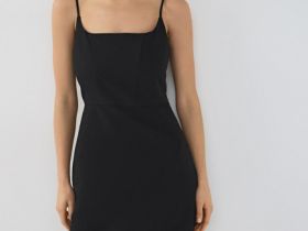 Сарафан мини со льном, Черный