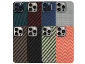 Чехол-накладка Kzdoo Keivlar Case для iPhone 15 Pro Max карбоновый (титаново-серый в полоску)