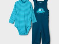 Комплект детский трикотажный для мальчиков: боди-водолазка, полукомбинезон