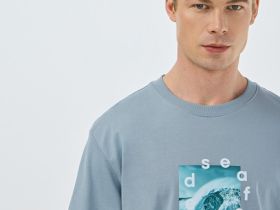 Футболка с морским принтом, Голубой