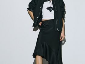 Короткая куртка с воротником-стойкой, Черный