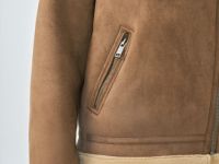 Дублёнка с воротником из искусственного меха, Бежевый