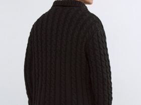 Вязаный джемпер поло с косами, Зеленый