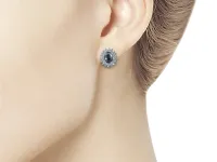 Серьги из белого золота с сапфирами и бриллиантами э4737сг04210404