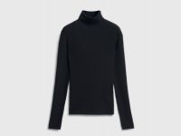 Водолазка из шерсти в рубчик, Черный