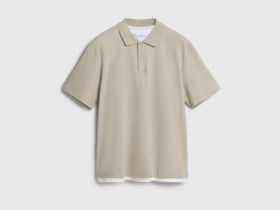 Поло с имитацией второго слоя, Бежевый