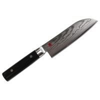 Нож кухонный Сантоку Kasumi Damascus 13 см, сталь VG-10 в обкладках из дамаска, рукоять стабилизированная древесина