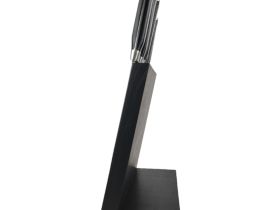 Подставка настольная магнитная для 6 ножей Woodinhome KS002XSOBL, дуб, черный