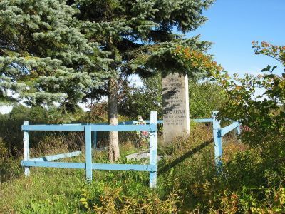 Памятник-обелиск Герою Советского Союза Пислегину Виктору Кузьмичу, погибшему здесь в боях с фашистами в 1941 г. Останки героя захоронены в г. Луге