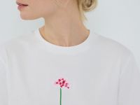 Футболка с цветочной вышивкой, Белый