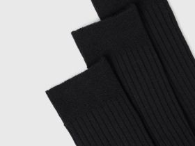 Носки в рубчик, 3 пары, Черный