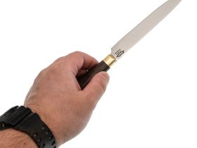 Нож кухонный Универсал-1  Х12МФ, карельская береза, латунь