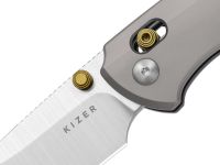 Складной нож Kizer T1 CD, сталь M390, рукоять титан, серый
