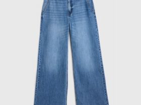 Широкие джинсы с высокой посадкой из лиоцелла, Голубой