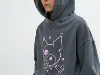 Худи с принтом для девочек, Серый