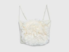 Топ с декором в виде цветка, Бежевый