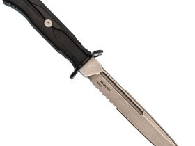 Тактический нож Mr.Blade Leshiy serrated blackwash, сталь AUS-8, рукоять Black Elastron