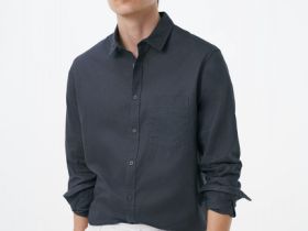 Рубашка из смесового льна, Серый