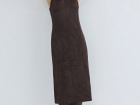 Платье миди из искусственной замши, Коричневый