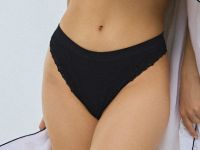 Трусы-бразилиана в рубчик, Черный