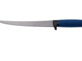 Нож филейный Marttiini, сталь X20Cr13, рукоять резина, синий, в чехле