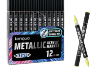 Набор маркеров акриловые металлик, двусторонние Languo, 12 цвета