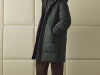 Удлинённая утеплённая куртка с капюшоном, Зеленый