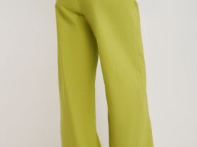 Широкие брюки со льном, Зеленый