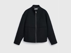 Куртка из пальтовой ткани с шерстью, Черный