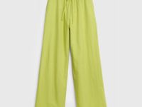 Широкие брюки со льном, Зеленый