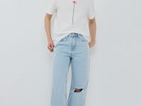 Футболка с цветочной вышивкой, Белый