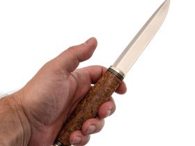 Нож Финка Том, сталь M390, рукоять карельская береза