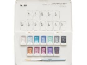 Набор акварели HIMI "Металлик", 12 цветов, оттенки SILVER