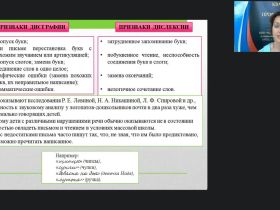 Вебинар "Дисграфия и дислексия: симптомы, виды нарушений, методы коррекционной работы"