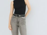 Прямые джинсы со средней посадкой, Серый