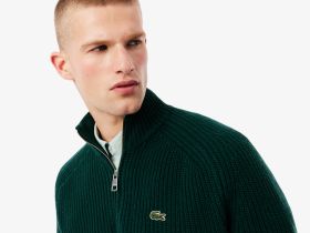 Мужской свитер Lacoste из овечьей шерсти на молнии