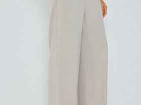 Прямые брюки с поясом на резинке, Бежевый