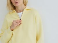 Джемпер с воротником поло на молнии, Желтый