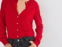 Укороченный кардиган на пуговицах, Красный