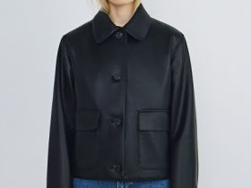 Короткая куртка из искусственной кожи, Черный