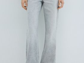 Широкие джинсы со средней посадкой, Серый