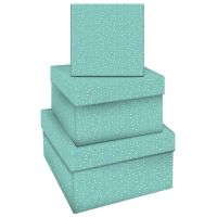 Набор квадратных коробок 3в1, MESHU "Turquoise style", (19,5*19,5*11-15,5*15,5*9см)