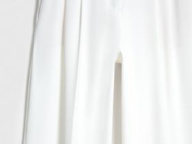 Прямые брюки со складками, Белый